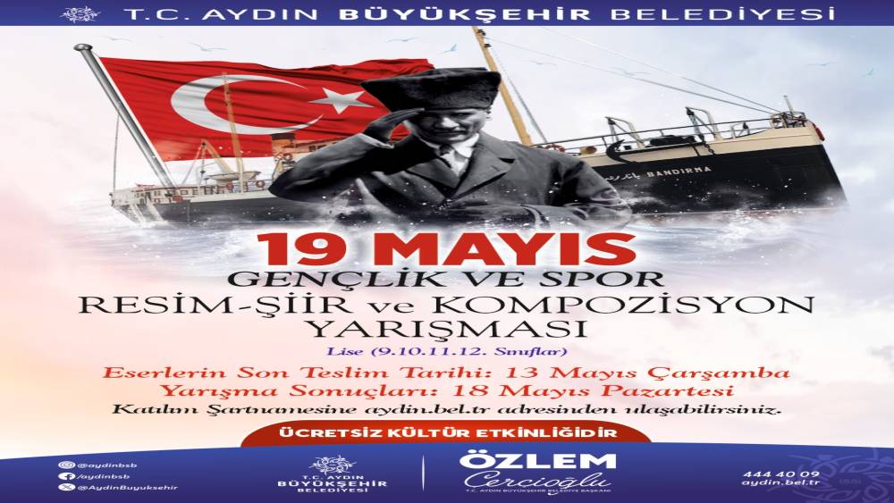 Aydın B&uuml;y&uuml;kşehir&rsquo;den 19 Mayıs temalı şiir ve kompozisyon yarışması

